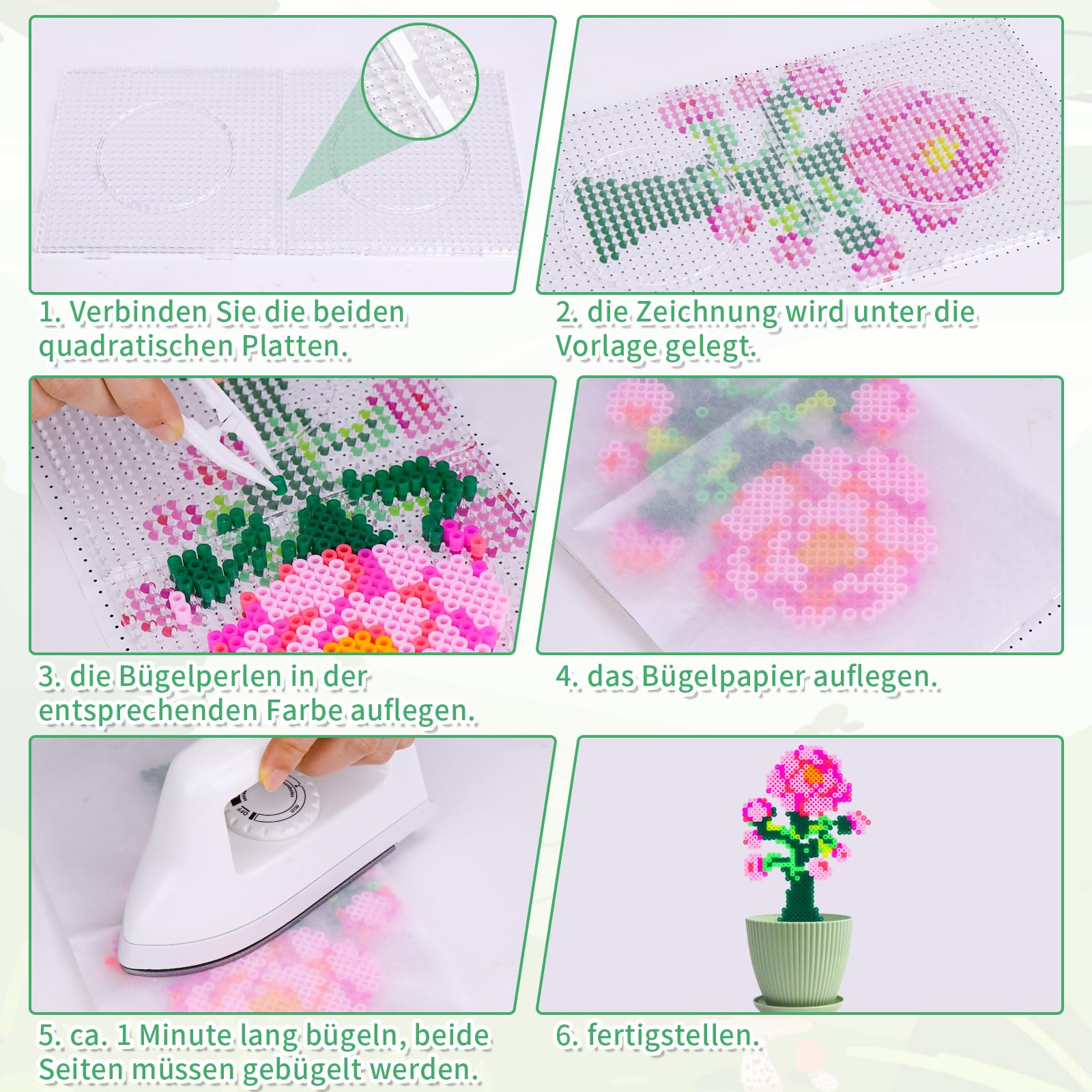 Zoyomax Ironing Beads 4000 Iron-On Bead Plant Flower Set,for